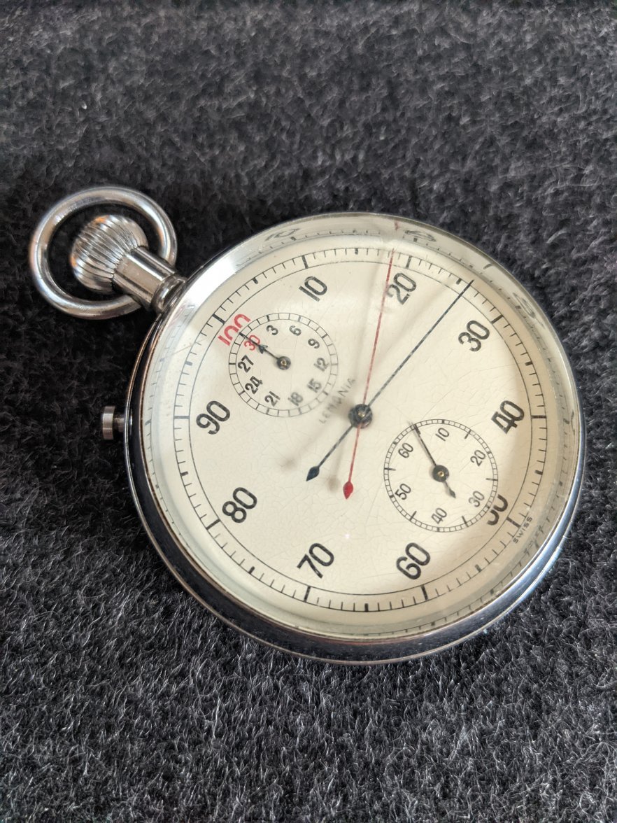 Nero lemania sale military stopwatch