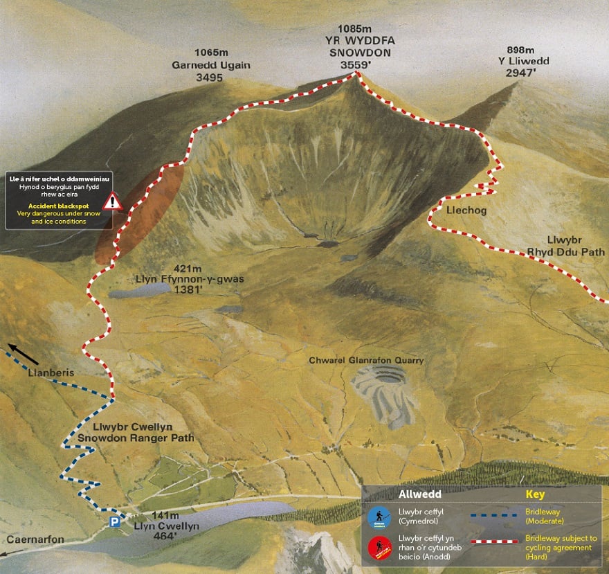 Llwybr Cwellyn Snowdon Ranger Path Map © APCE_SNPA.jpg