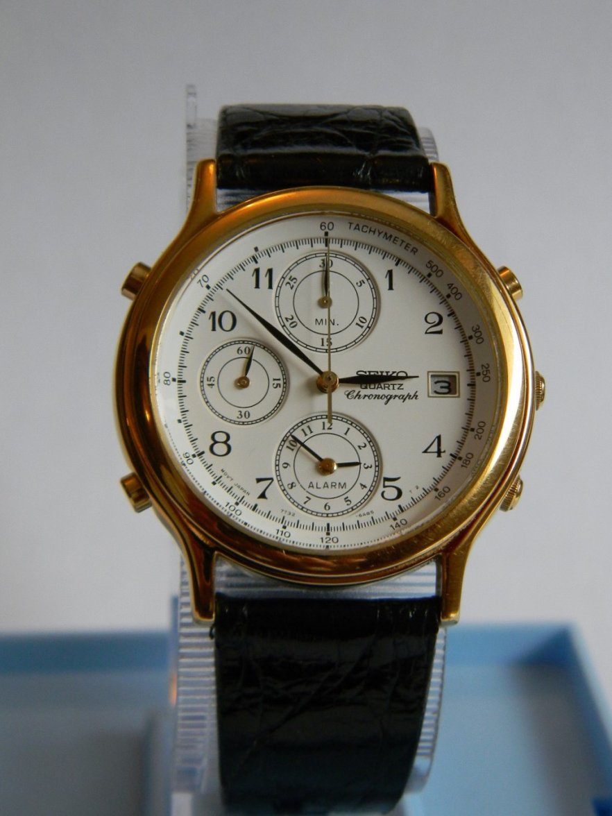SOLD - SEIKO Quartz Chronograph & Alarm circa 1992 NOS With Boxes Gold  Plated Case + Free Watch | Omega Forums