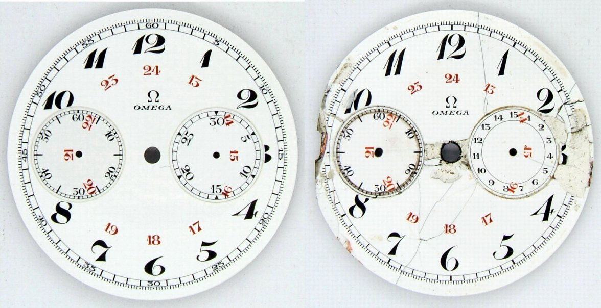 Old porcelain dials from pocket chronograph Omega Forums