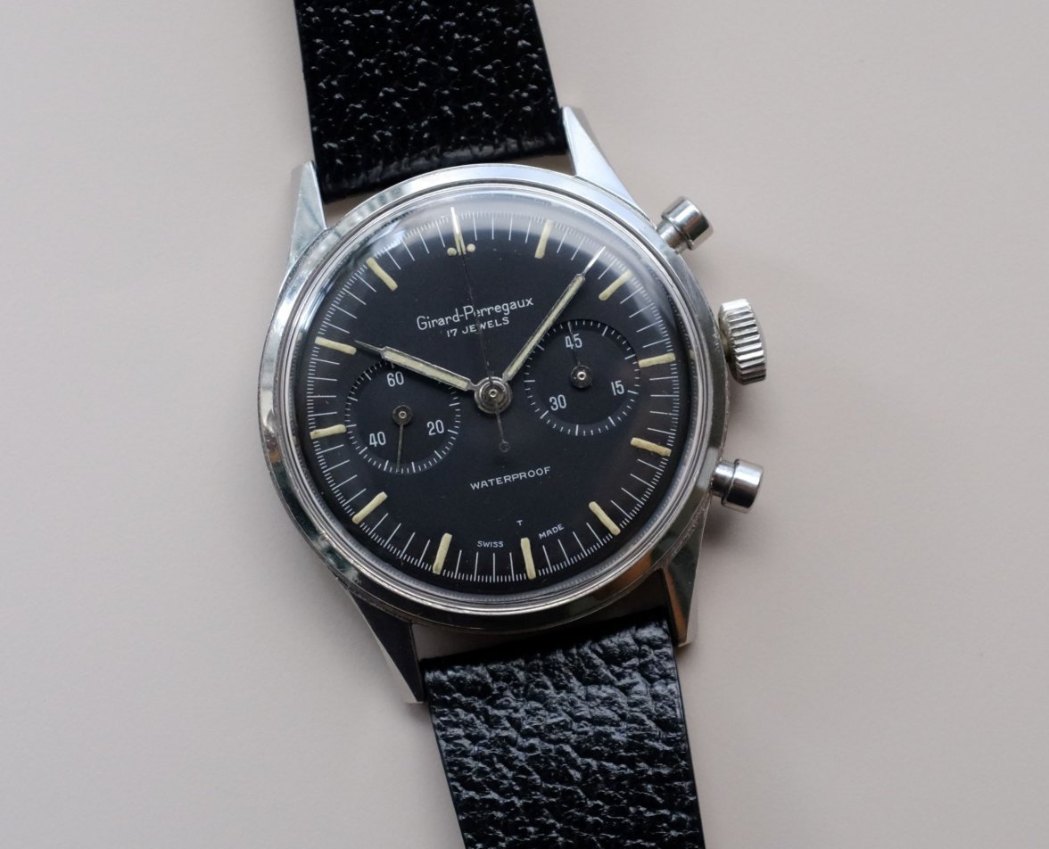 SOLD - Girard Perregaux 6558N Vintage Waterproof 37mm Chronograph ...