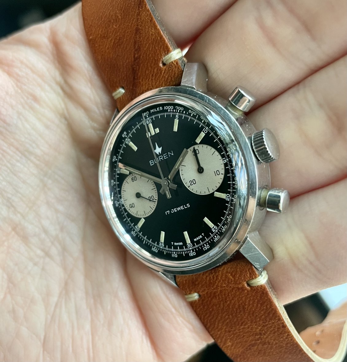 SOLD - Vintage Reverse Panda Buren Chronograph - Valjoux 7733 | Omega ...