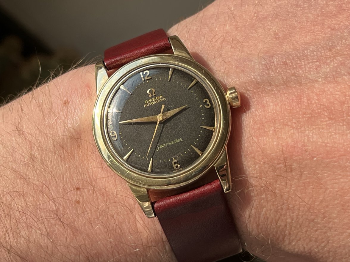 SOLD - 1950s Omega Seamaster black dial - GX6250 - 14k GF - 880
