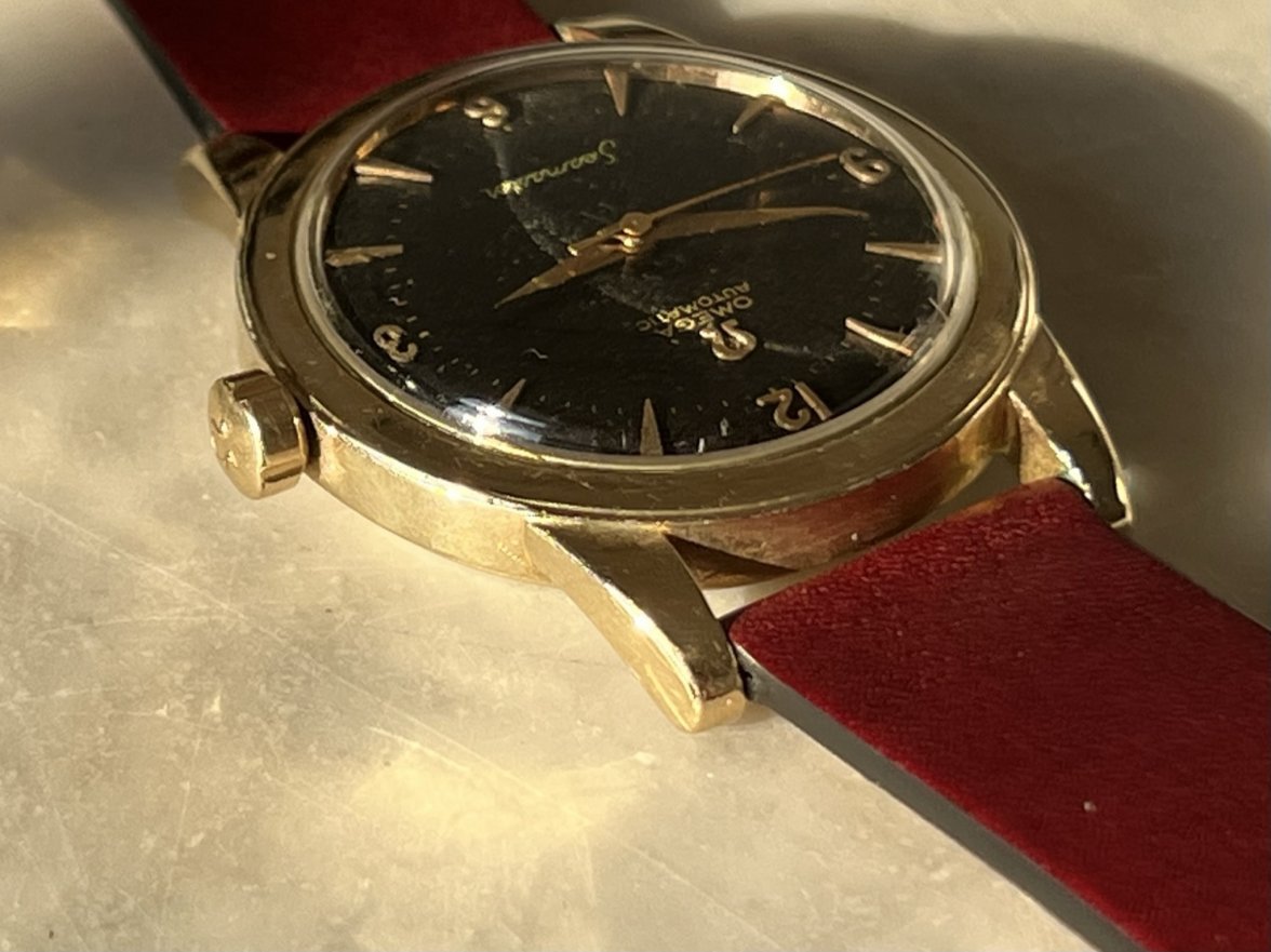 SOLD - 1950s Omega Seamaster black dial - GX6250 - 14k GF - 880