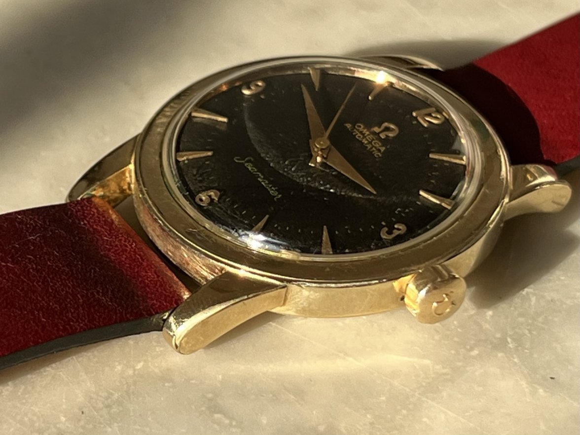 SOLD - 1950s Omega Seamaster black dial - GX6250 - 14k GF - 880