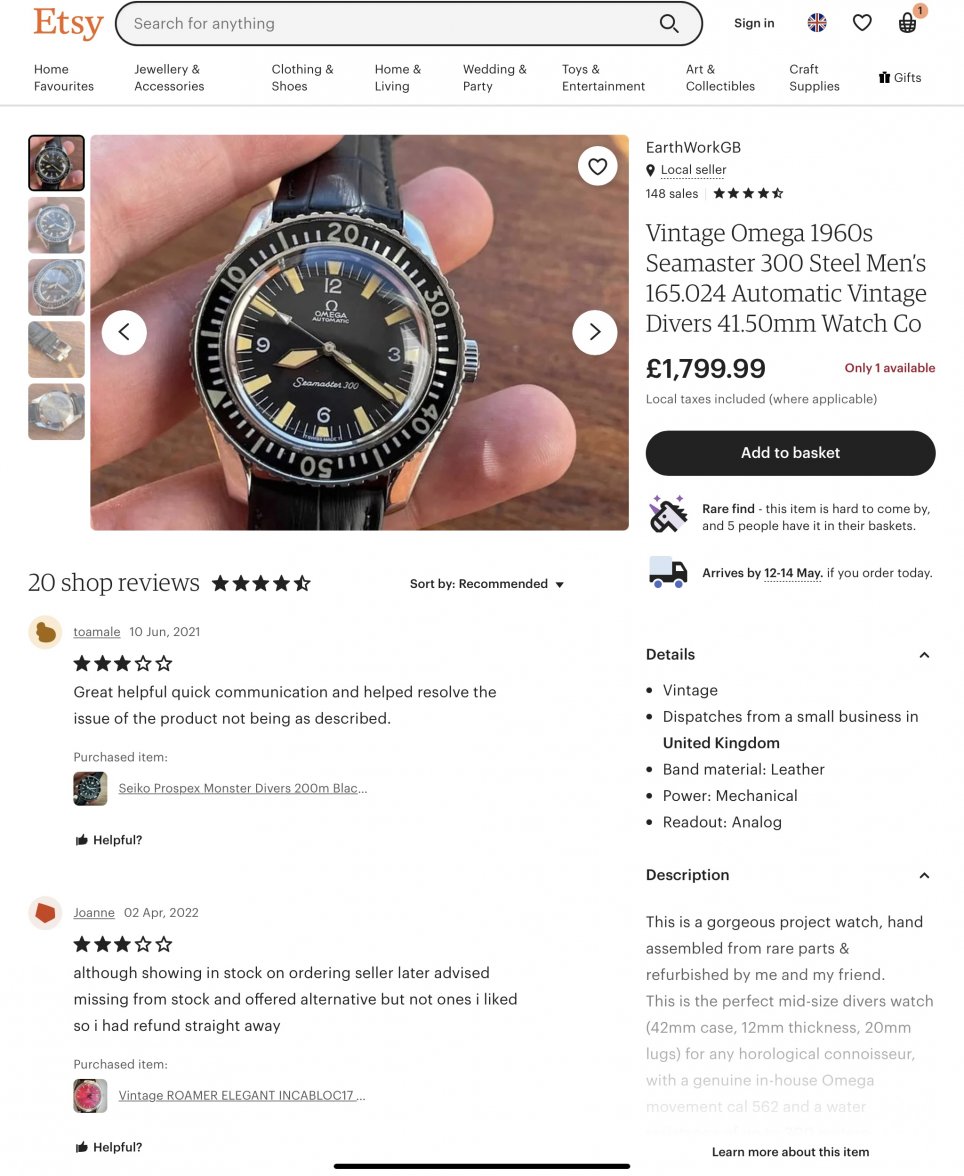 Etsy omega seamaster best sale