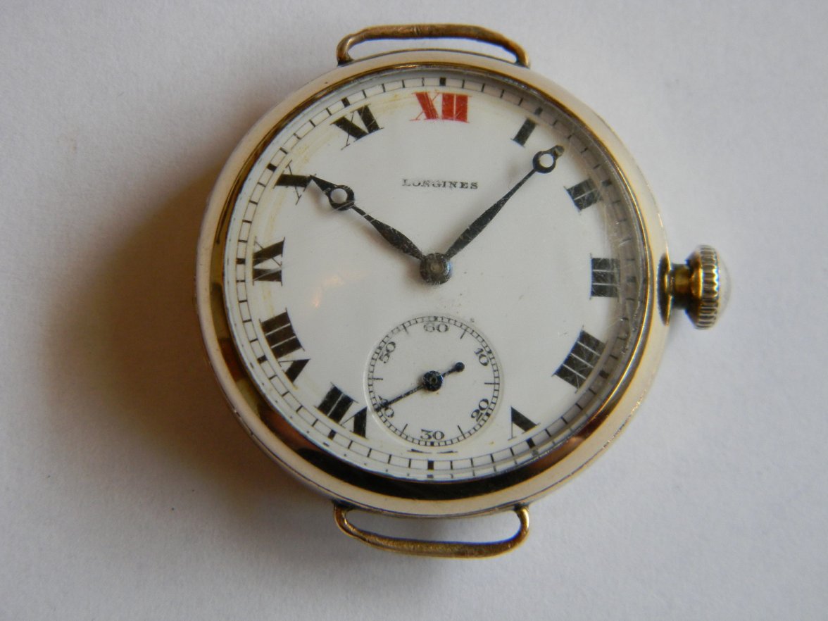 FS LONGINES Caliber 13.32 Wristlet Trench Watch circa 1920 Red