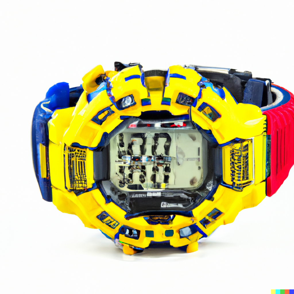 DALL·E 2022-08-01 06.55.13 - Yellow G-Shock with a blue digits and red bezel.png