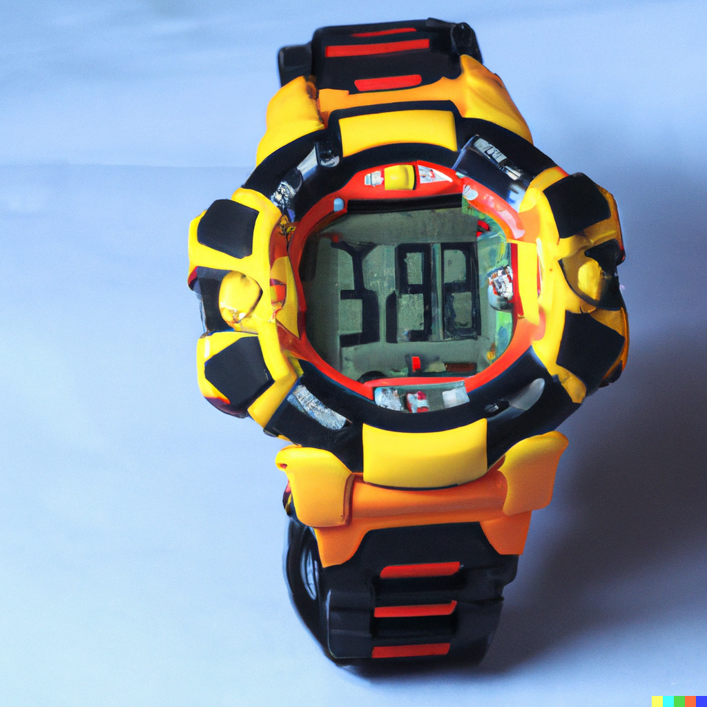 DALL·E 2022-08-01 06.55.29 - Yellow G-Shock with a blue digits and red bezel.png