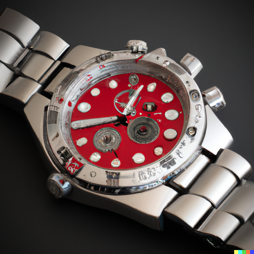 DALL·E 2022-08-01 06.55.45 - Rolex Daytona with titanium case and red dial.png