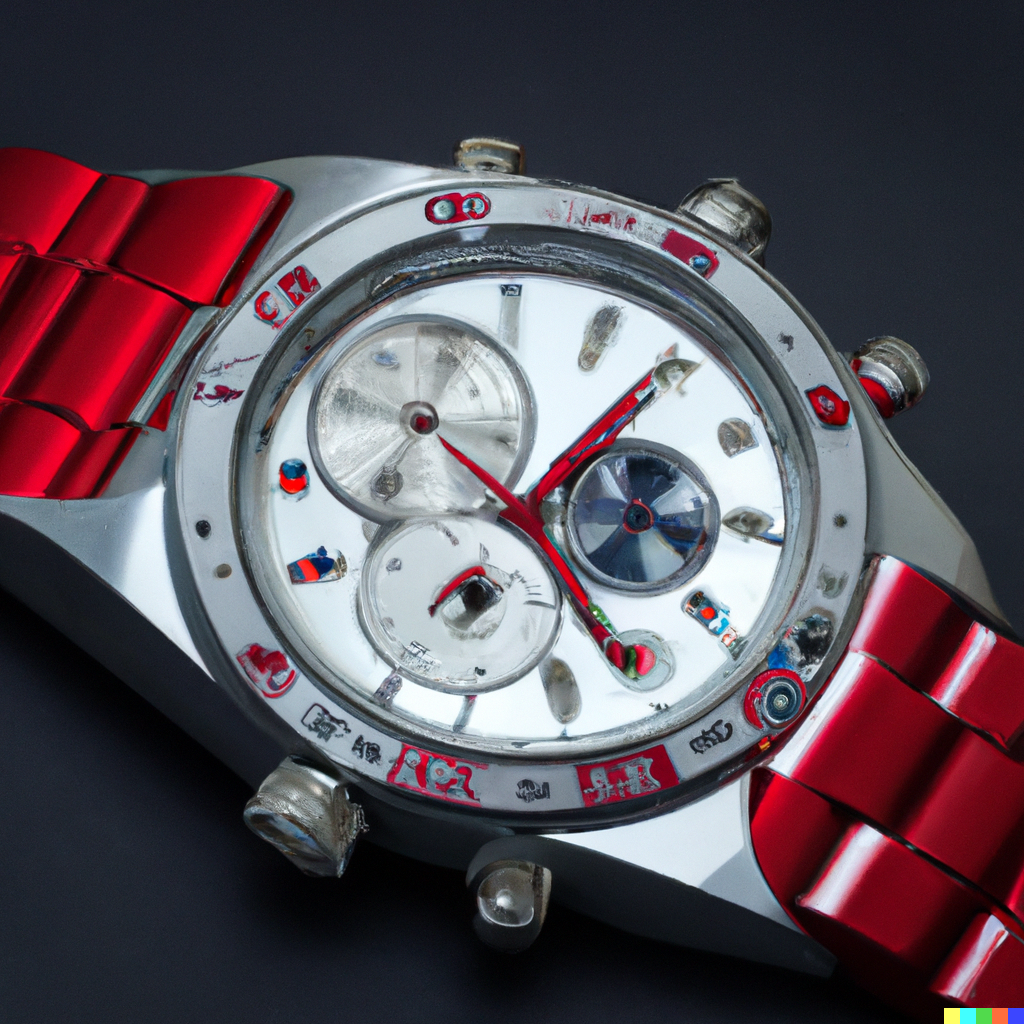 DALL·E 2022-08-01 06.56.06 - Rolex Daytona with titanium case and red dial.png