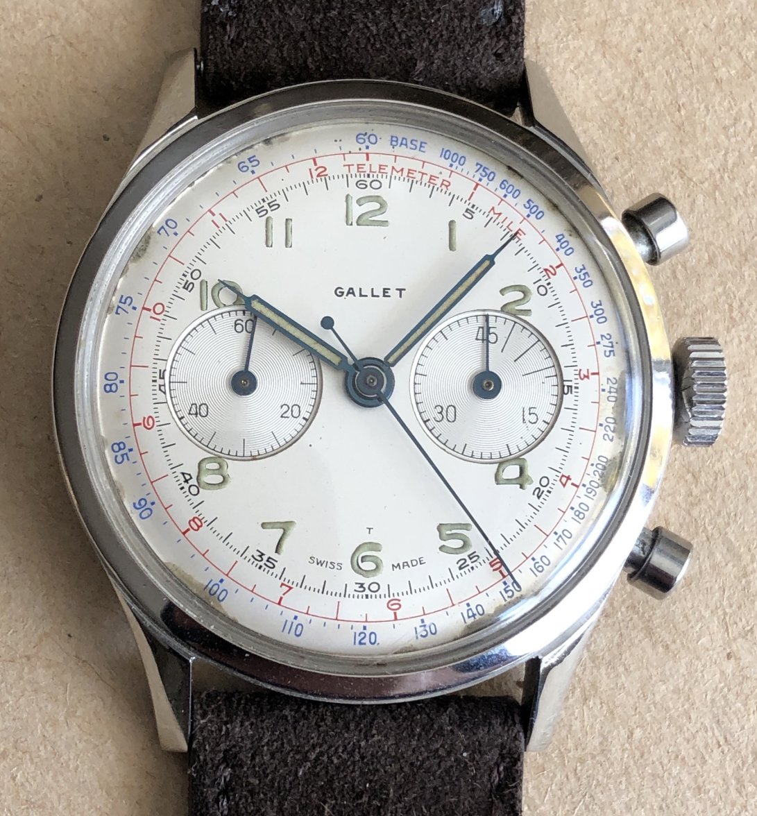 SOLD - Vintage jumbo Gallet Multichron 45 chronograph with Excelsior ...