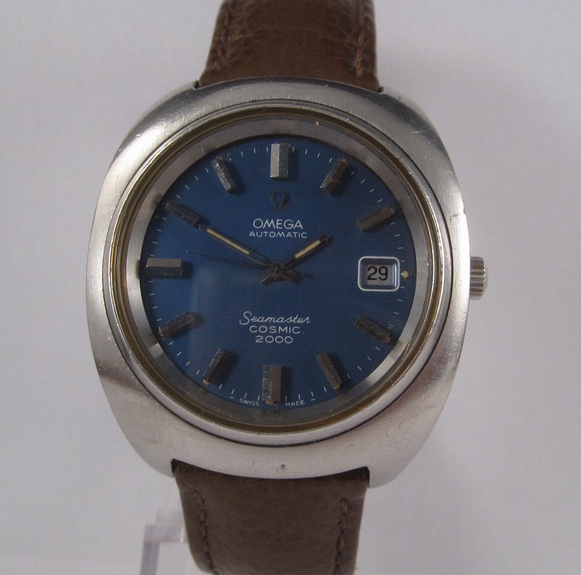 SOLD - Omega Seamaster Cosmic 2000, s/s, cal 1012, blue face, ref 166. ...