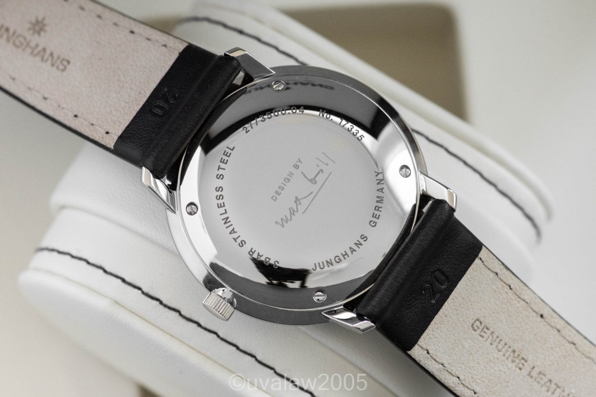 SOLD Junghans Max Bill 38mm Automatic No Date Black Leather