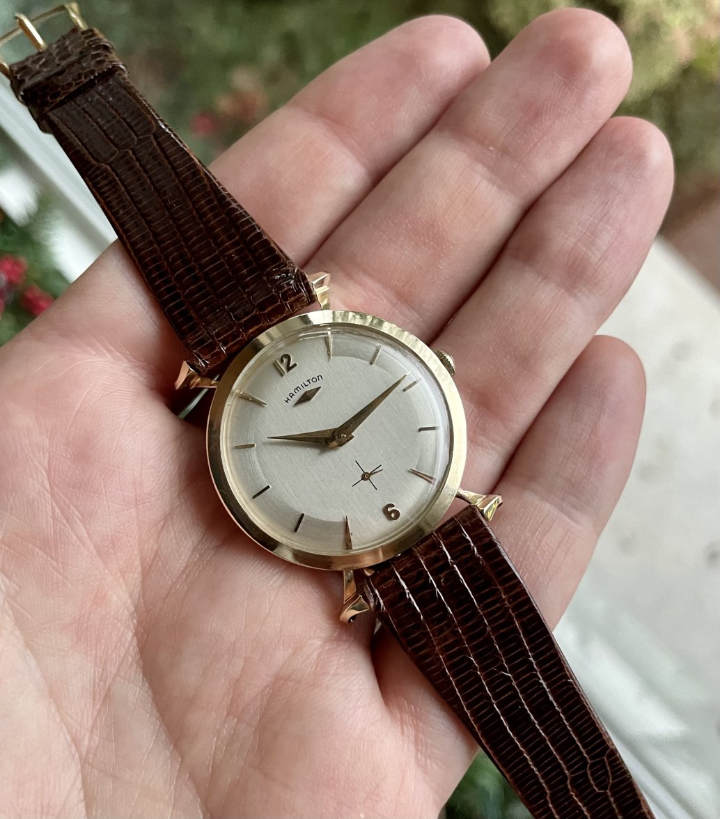 SOLD Vintage 1959 Hamilton Sir Echo Solid 14k Yellow Gold Fancy