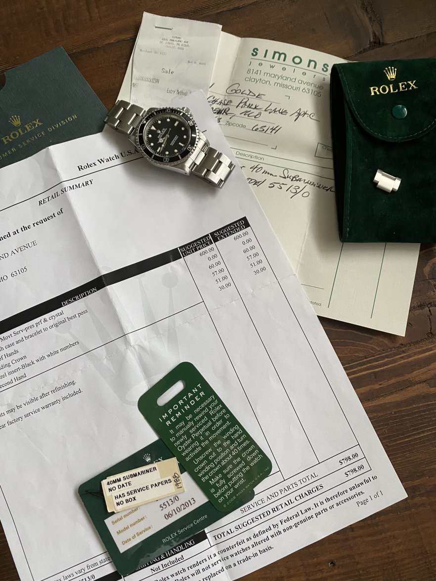 Rolex best sale service papers