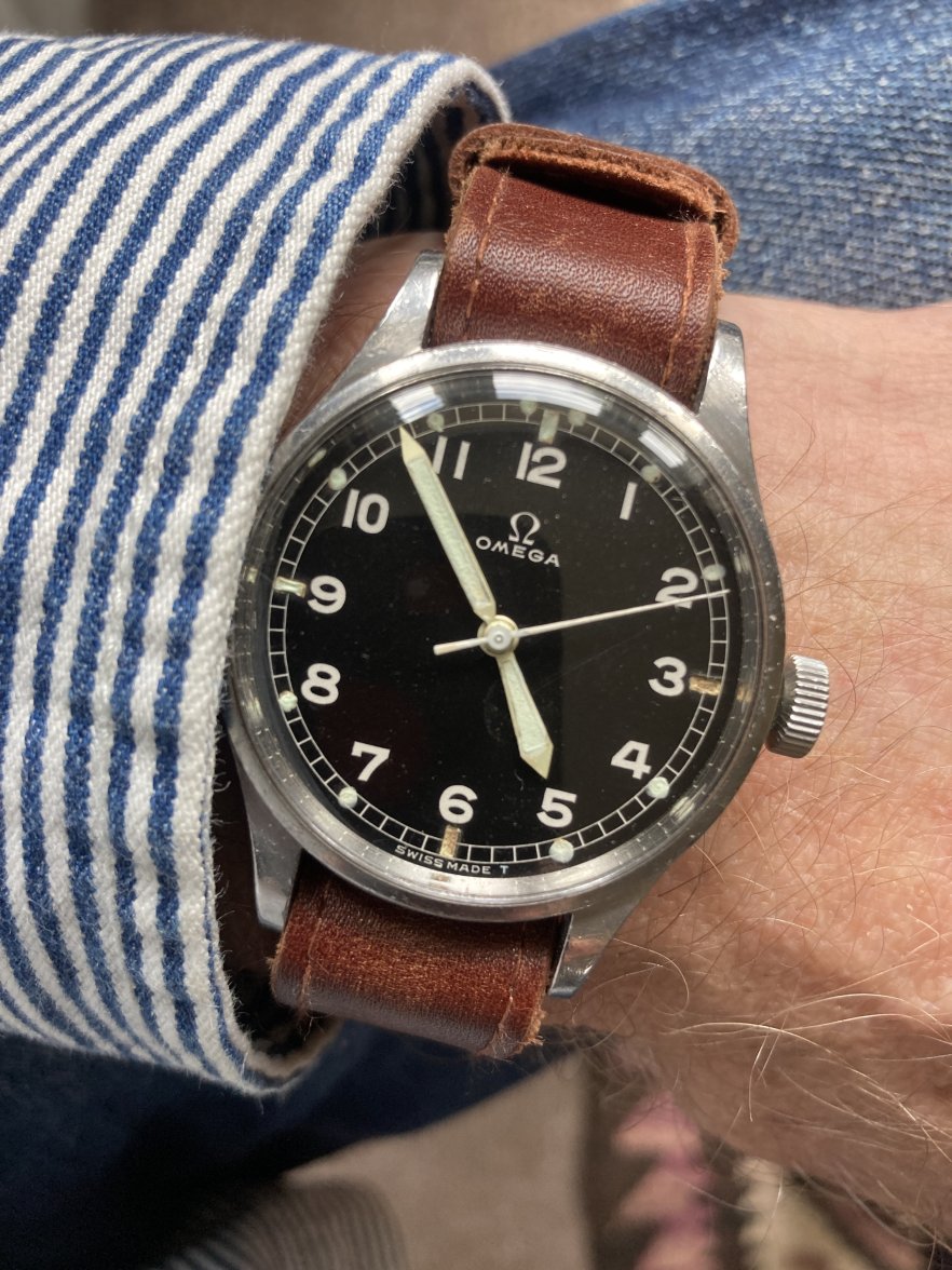 NZ OMEGA 6B:542 '56 on wrist.JPG