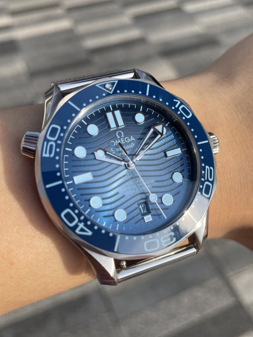 Seamaster in Summer Blue: Diver 300M. 300 metres. 