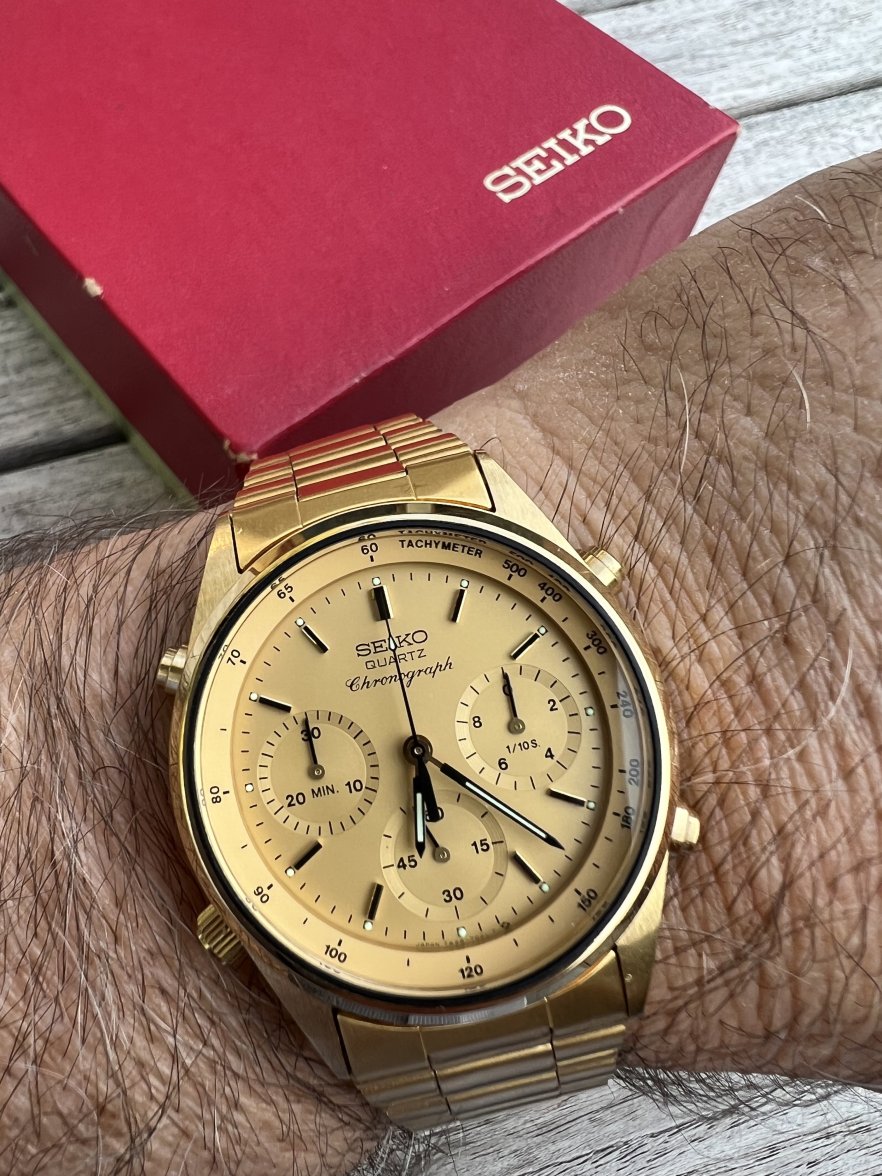 WITHDRAWN SEIKO 7A28 7029 Gold James Bond Quartz Chronograph Top