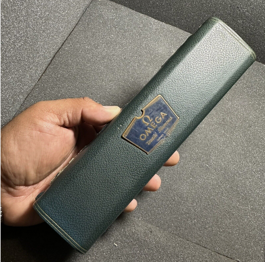 1950-1959 OMEGA Genuine Elongated Faux Leather Blue & Tan Inner Vintage Watch Box Ebay Cropped.png