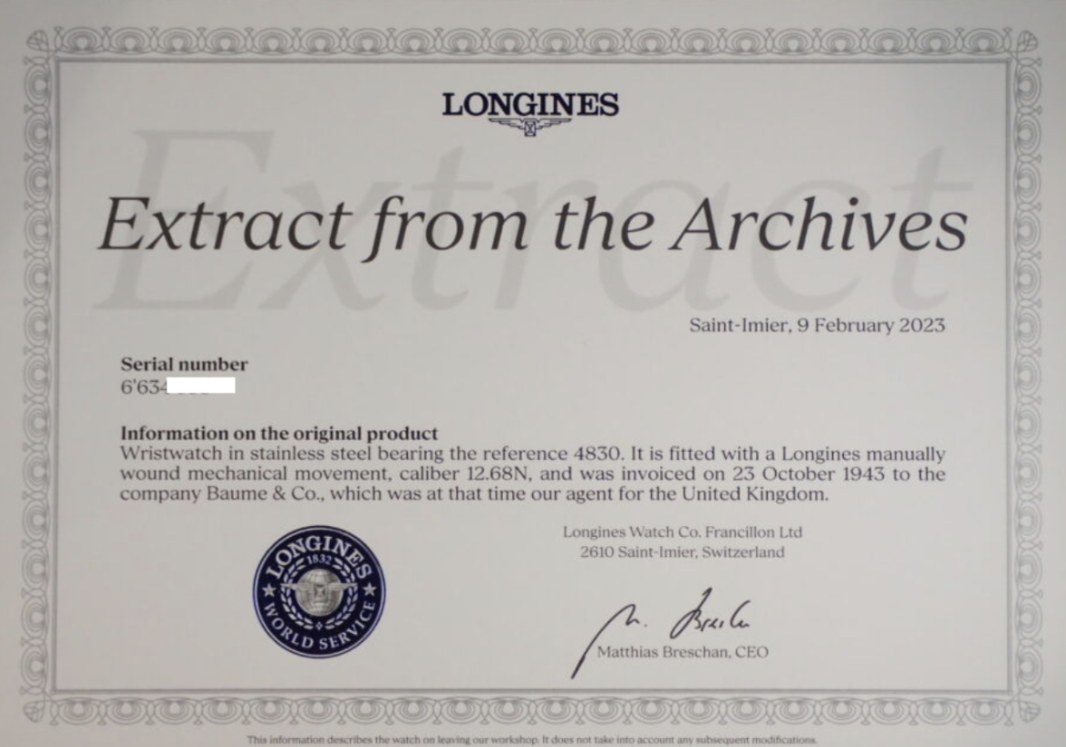 Longines changes policy for Extract of the Archives Omega Forums