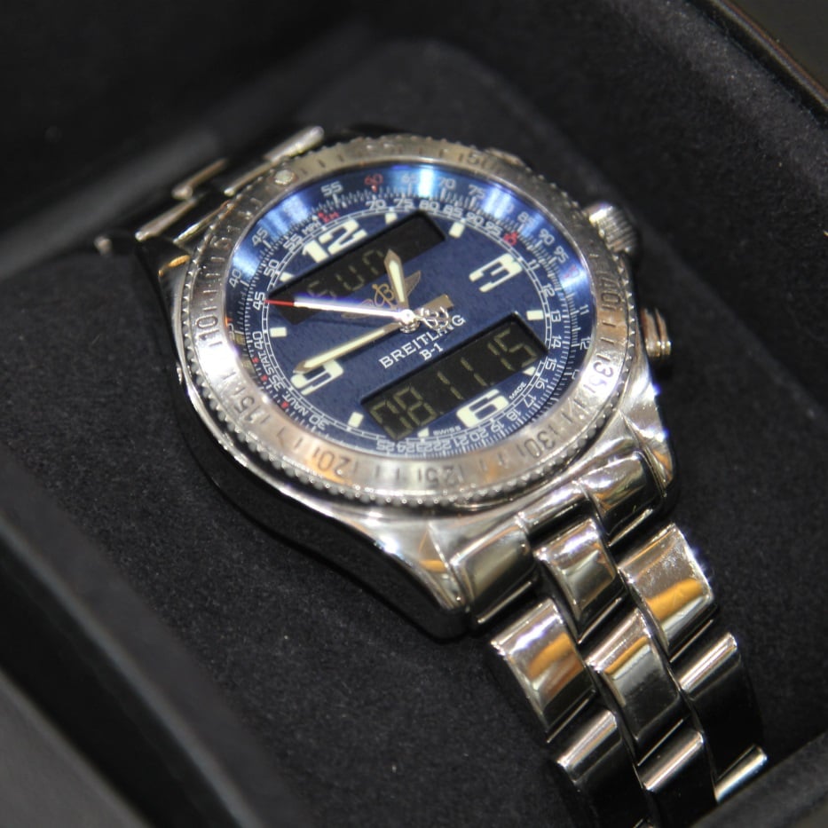 FS - Breitling Professional B-1 A68362 Digital Analogue Blue Dial Mens ...