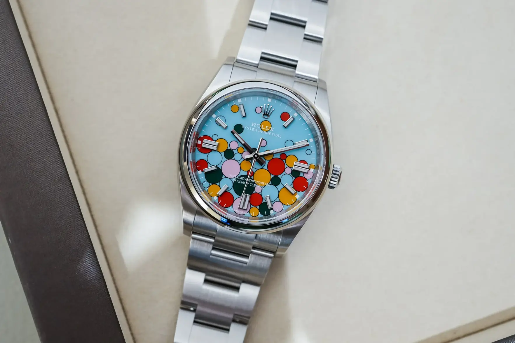 Rolex-Oyster-Perpetual-Celebration-Dial-Bubble-Colour-Watch-126000-1-2048x1365.webp