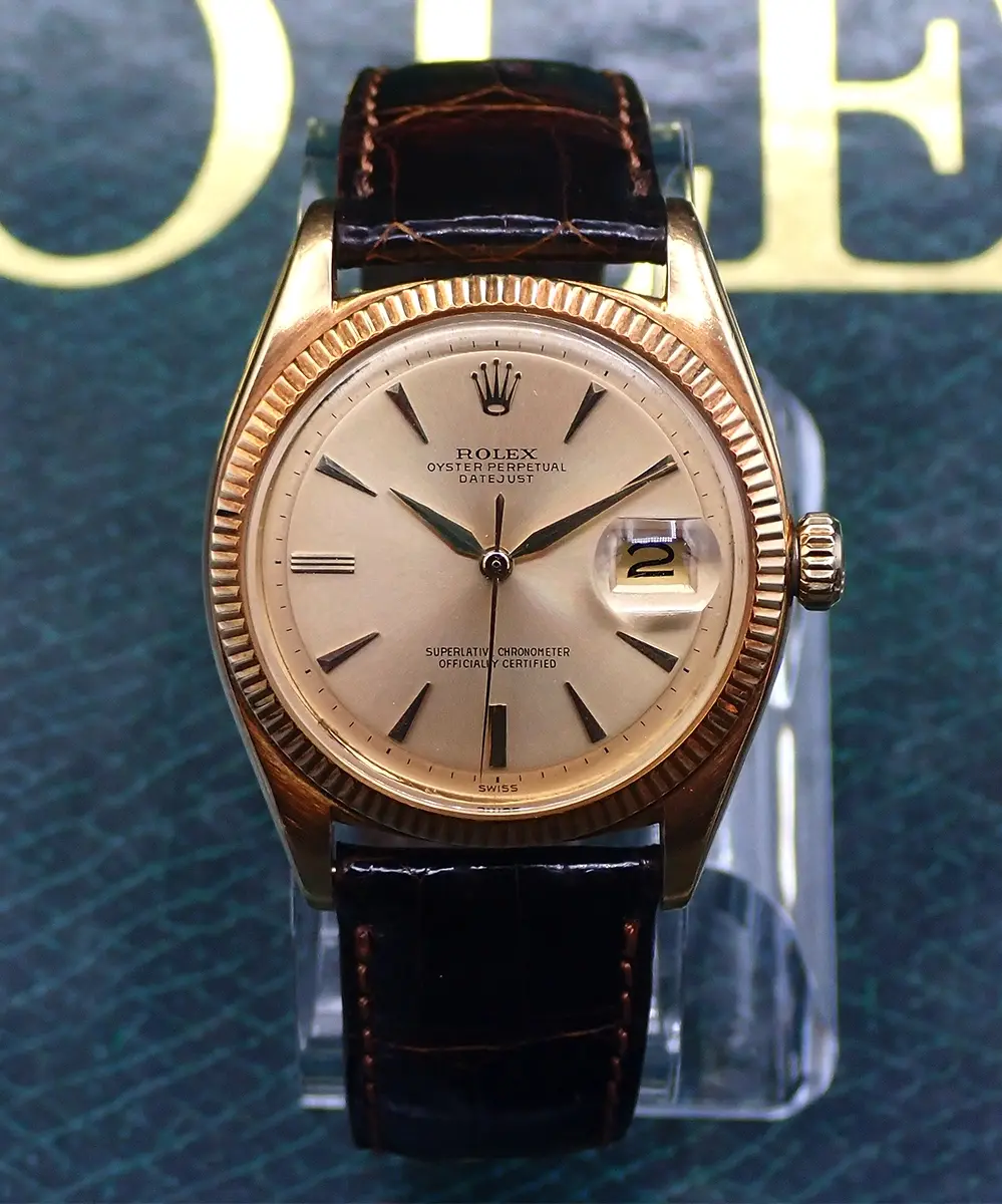 SOLD - Vintage 1950s Rolex 18k YG Datejust ref. 6605 w/Spectacular