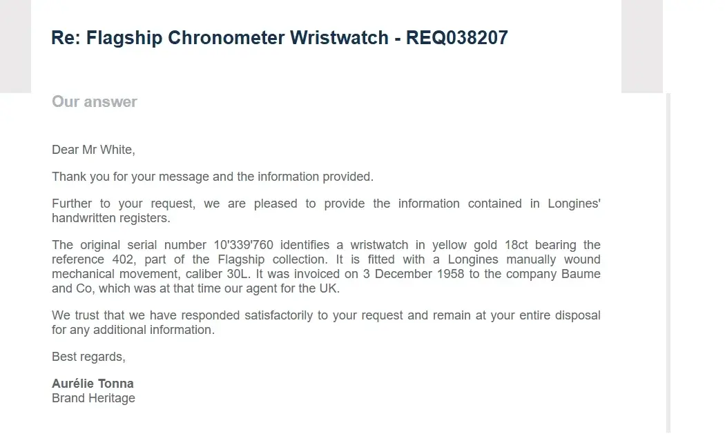 Grandads watch information from Longines.webp