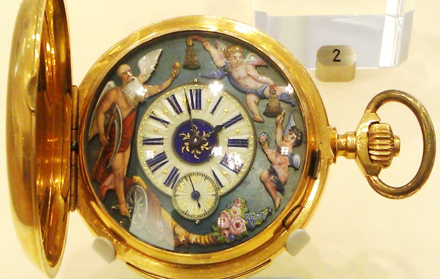 E54  Case 98  Musical Omega Gold Minute repeater decoration dial pocket watches.jpg