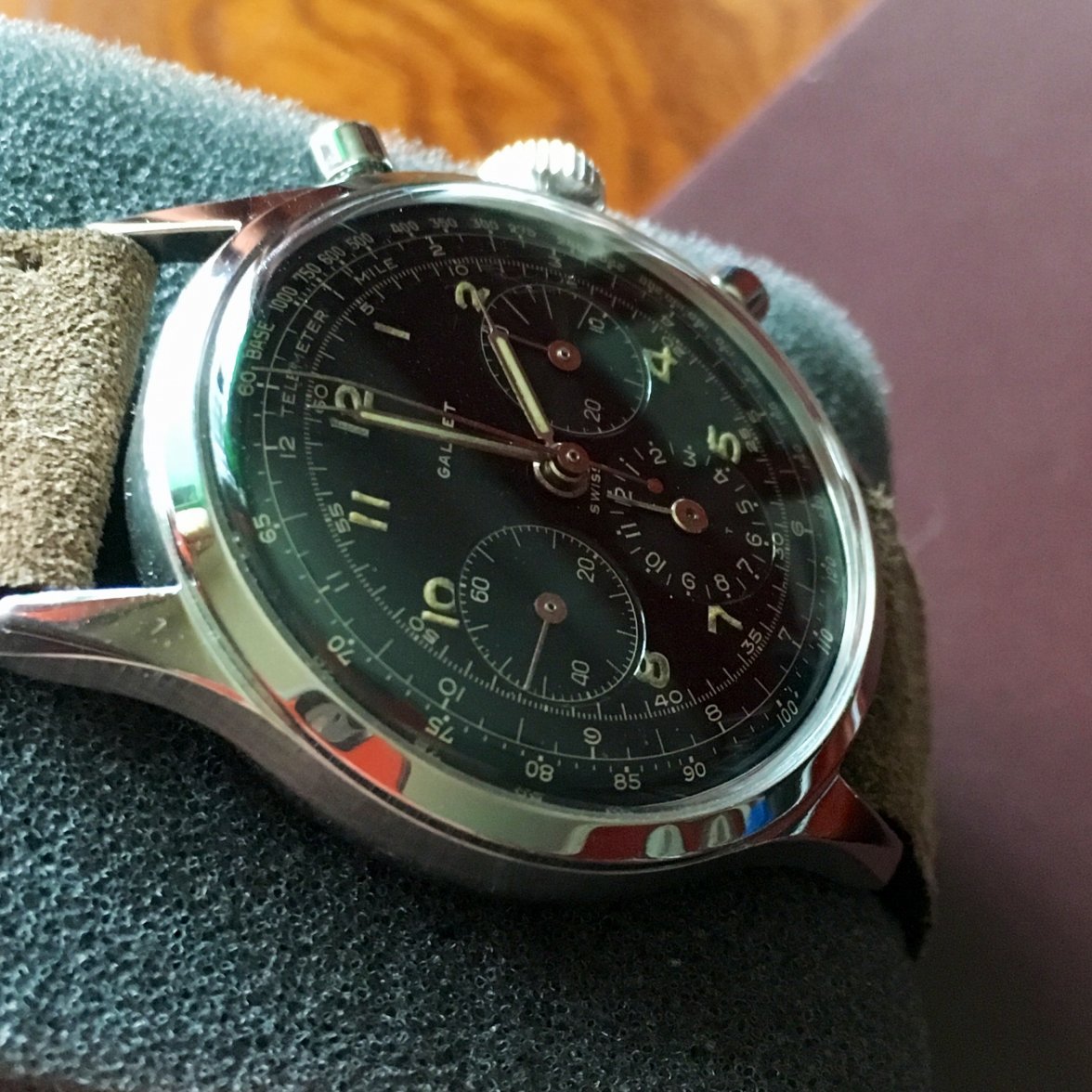 SOLD - Vintage Gallet MultiChron 12H, gorgeous black gloss dial ...