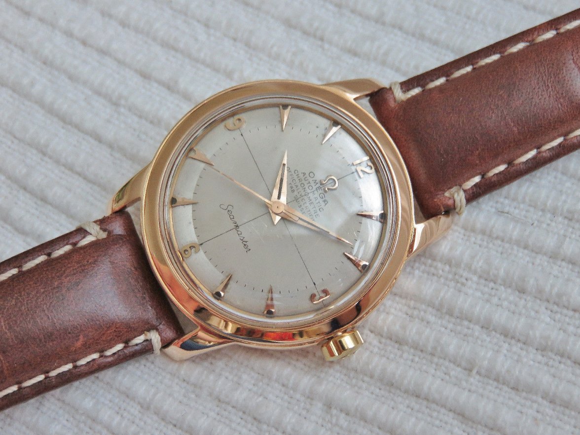 Vintage Omega Seamaster Chronometer automatic watch,18K pink gold,crosshair,354.jpg