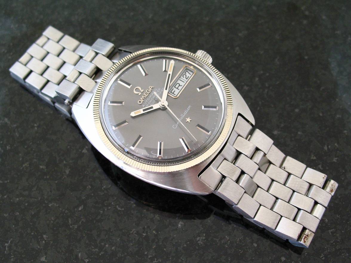 SOLD Constellation C Case Fluted Bezel Brick Bracelet Nickel