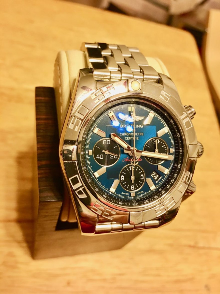 breitling chronomat black eye blue