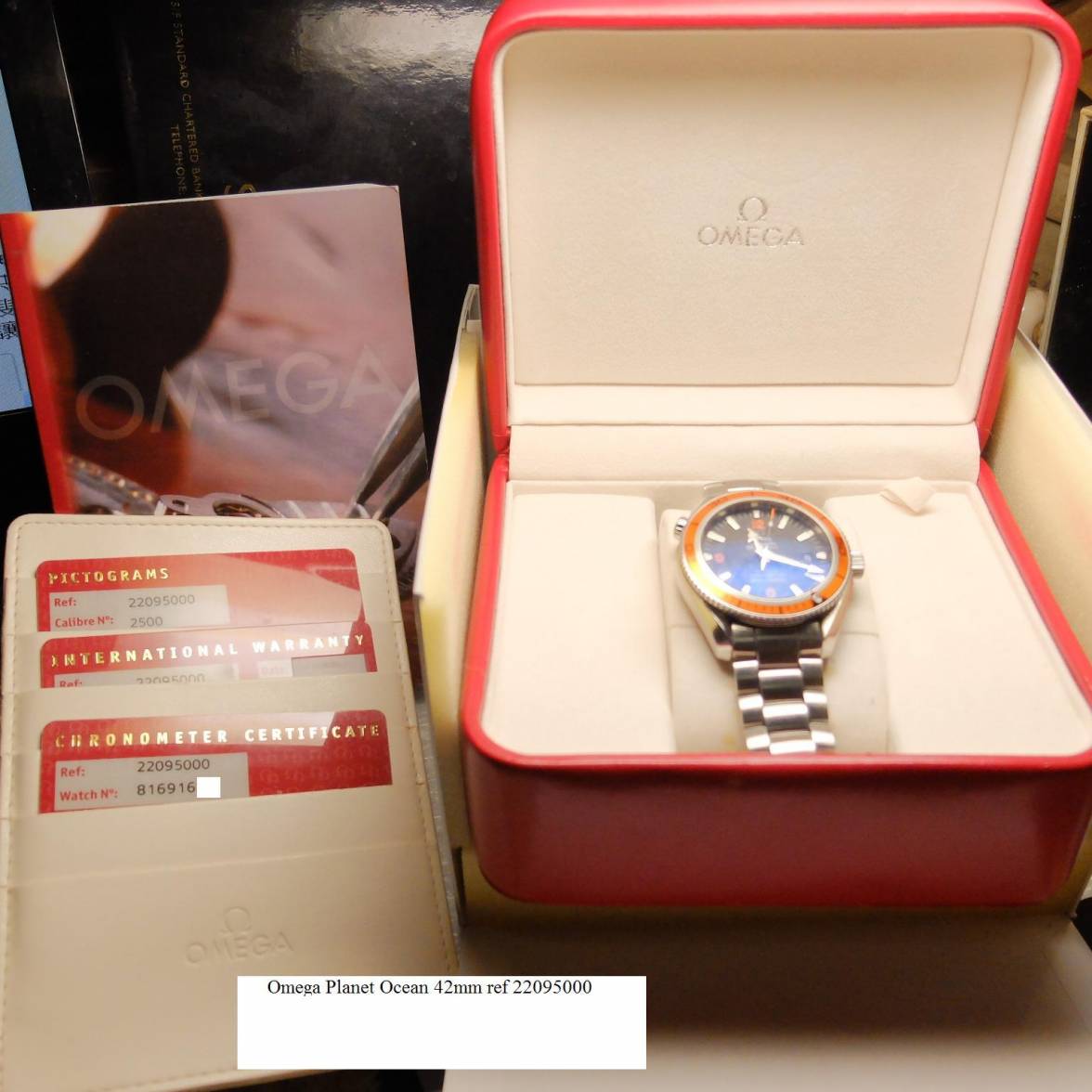 SOLD - FS: 52 PIC OMEGA PLANET OCEAN 2209 FULL BOX SET WITH 3 CARDS ...