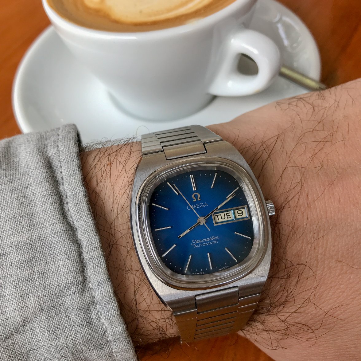 Omega Seamaster day-date blue fumé TV 