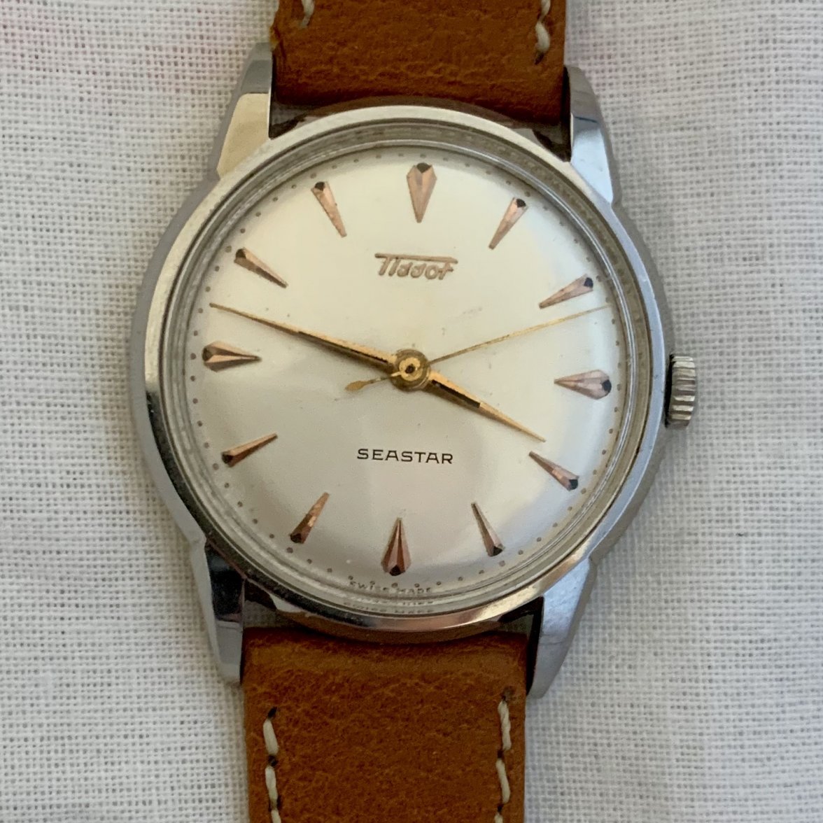 WITHDRAWN 1950 s Tissot Seastar signed strap buckle Omega