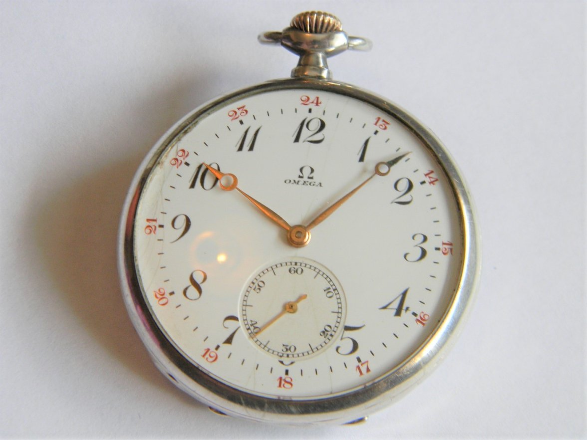 SOLD OMEGA caliber 17LB Pocket Watch circa 1916 Sterling Silver Case