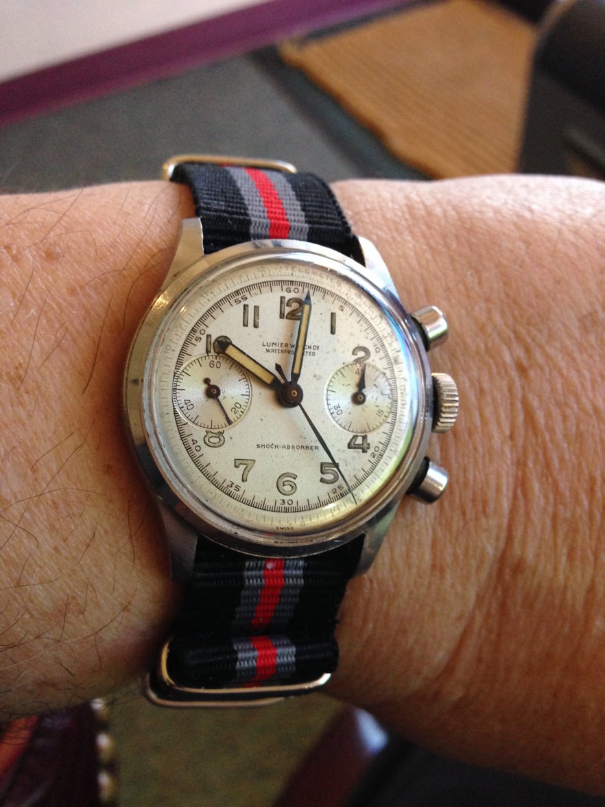 Lumier watch Co. Chronometer circa 1940 Venus 150 same as in gallet Flight officer 1st gen..JPG