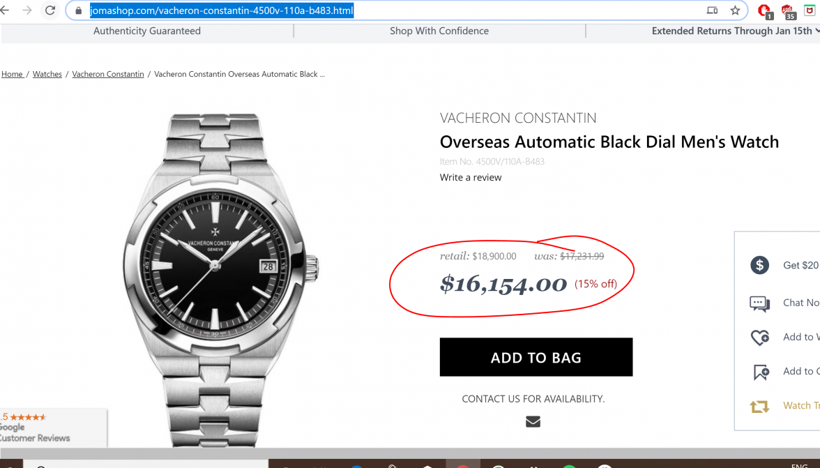 Vacheron Overseas on Jomashop Value Omega Forums