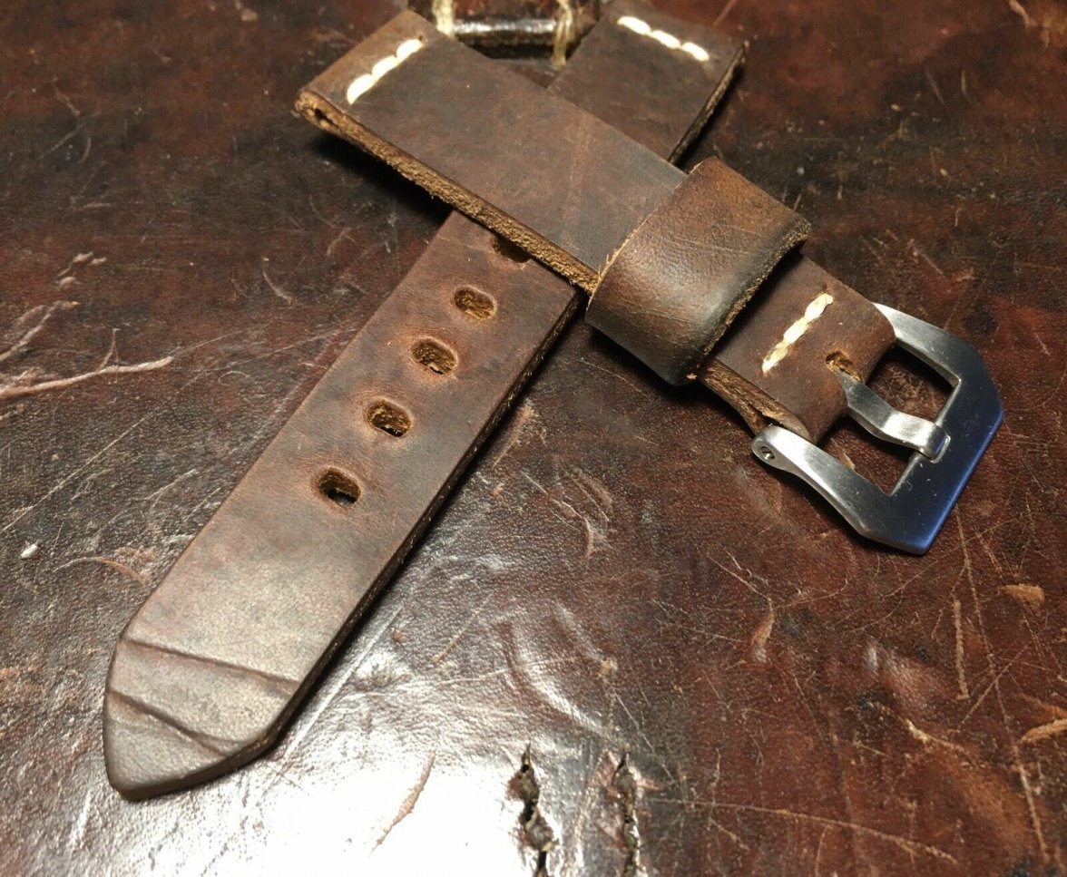 SOLD - Handmade 20mm Vintage Swiss leather Ammo watch strap | Omega Forums